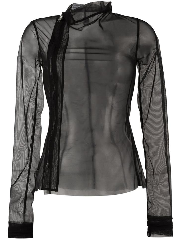 Rick Owens Lilies Sheer Biker Jacket, Women's, Size: 44, Black, Polyamide/spandex/elastane