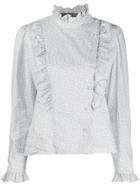 Alexa Chung Ruffled Abstract Pattern Blouse - White