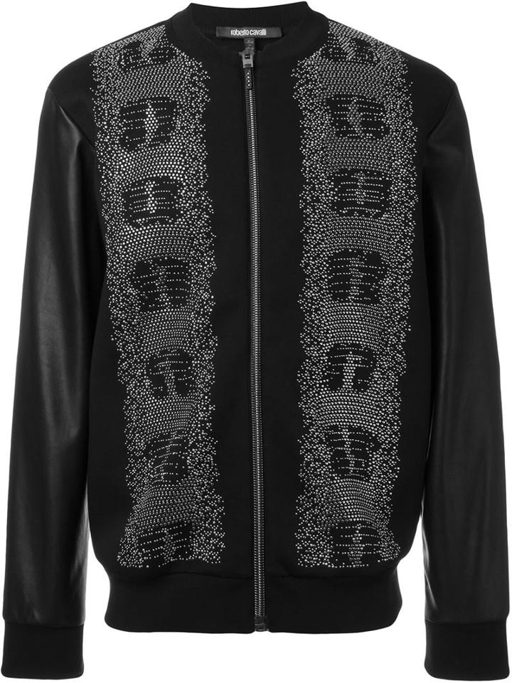 Roberto Cavalli Studded Contrast Bomber Jacket