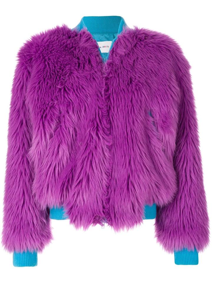 Alberta Ferretti Faux Fur Bomber Jacket - Pink