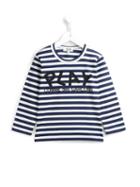 Comme Des Garçons Play Kids - Striped Logo Print Sweatshirt - Kids - Cotton - 4 Yrs, Blue