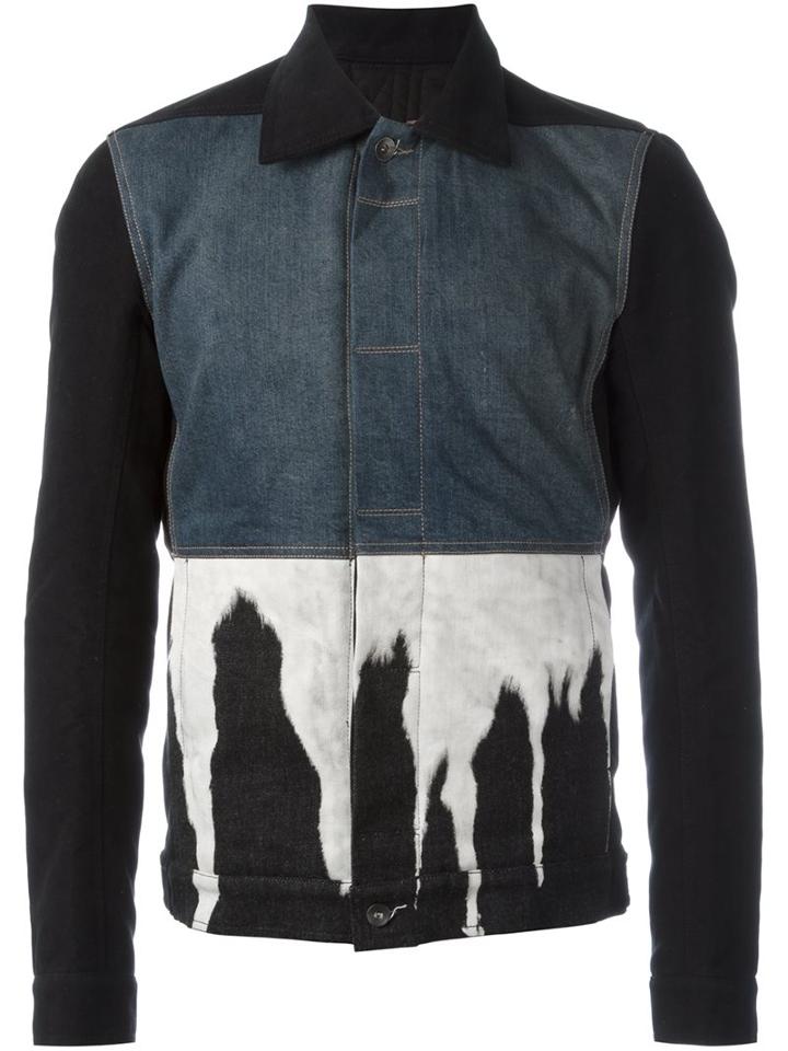 Rick Owens Drkshdw Bleach Effect Denim Jacket, Men's, Size: Medium, Black, Cotton/acrylic/polyester