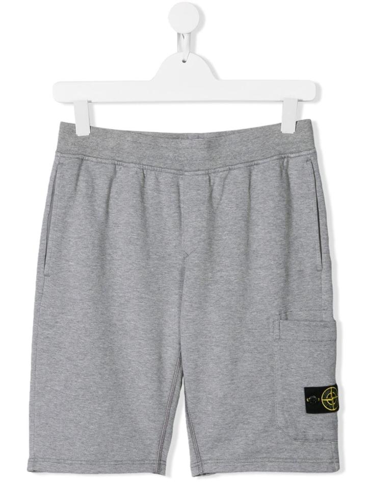 Stone Island Junior Logo Fitted Shorts - Grey