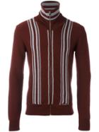 Dolce & Gabbana Striped Zip Cardigan, Men's, Size: 50, Red, Virgin Wool