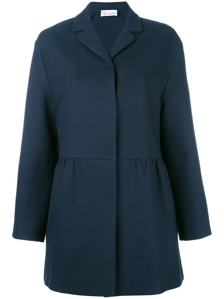 Red Valentino Single Breasted Coat, Women's, Size: 42, Blue, Cotton/polyester/acetate