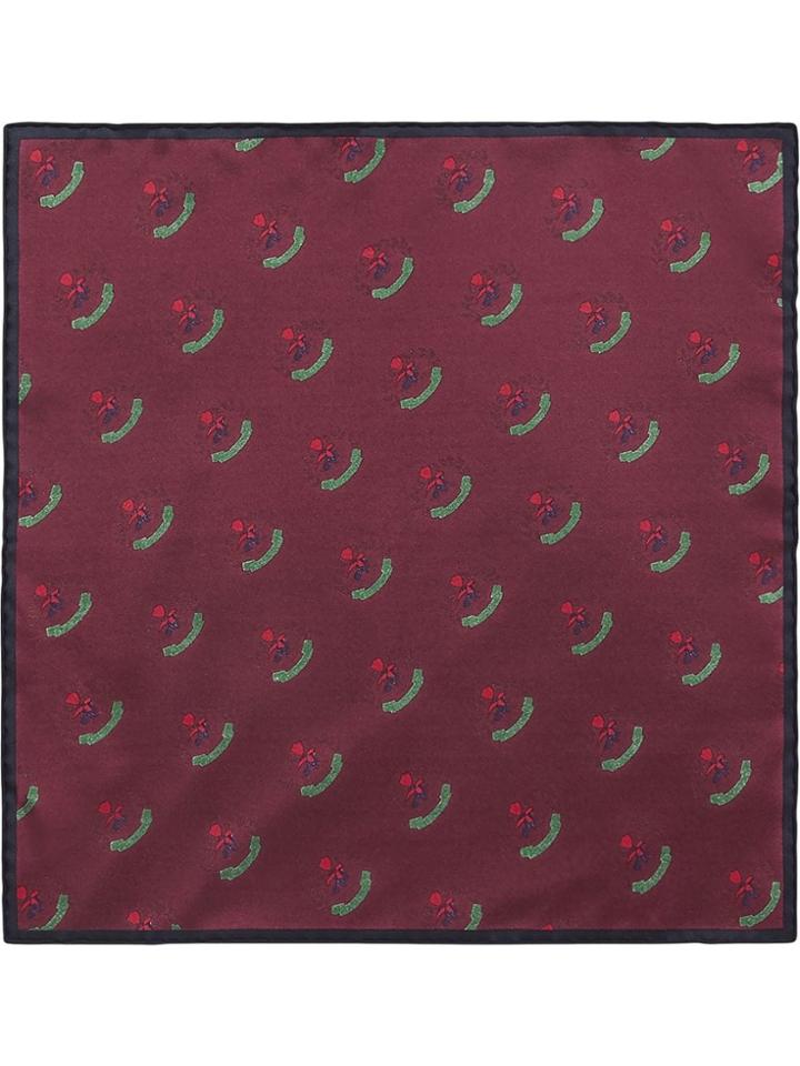 Burberry Archive Logo Print Silk Pocket Square - Red
