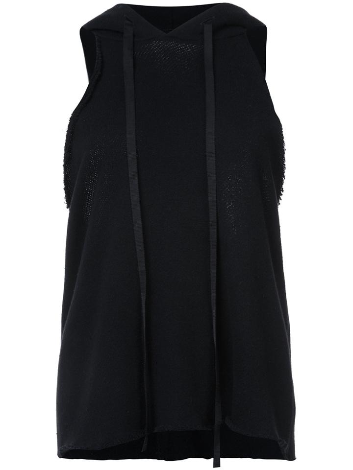 Unravel Project Cropped Sleeveless Hoodie - Black