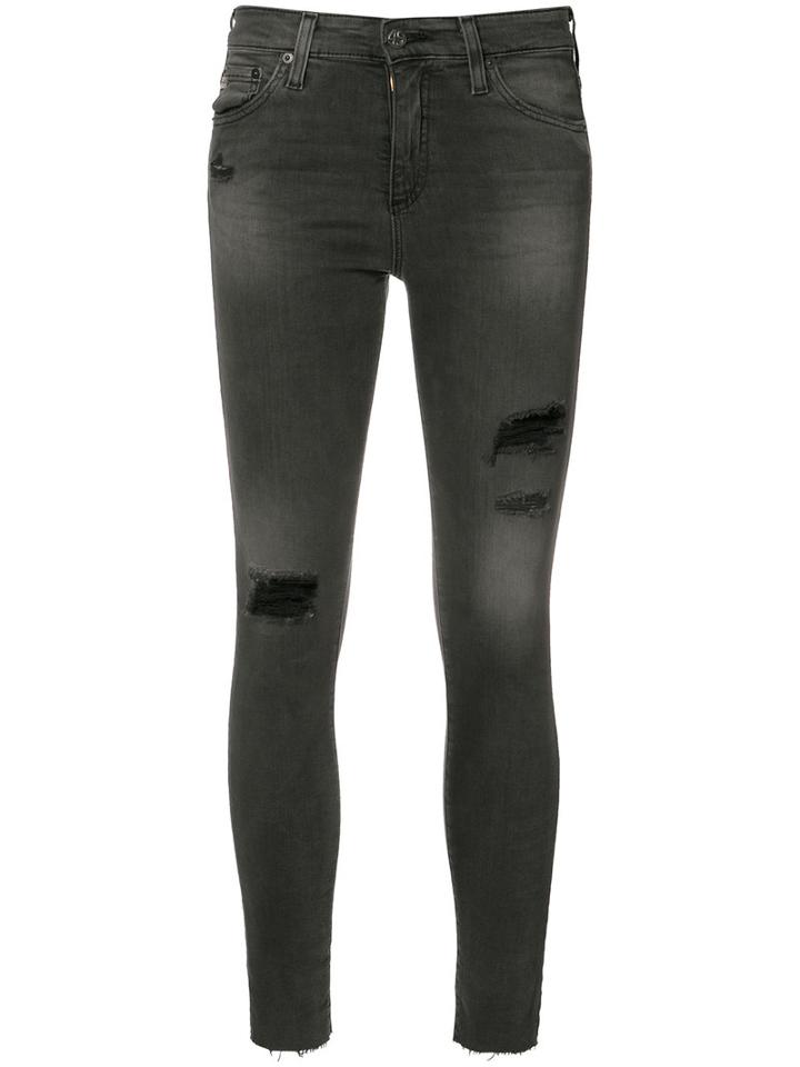 Ag Jeans Ripped Super Skinny Jeans, Women's, Size: 30, Black, Cotton/spandex/elastane