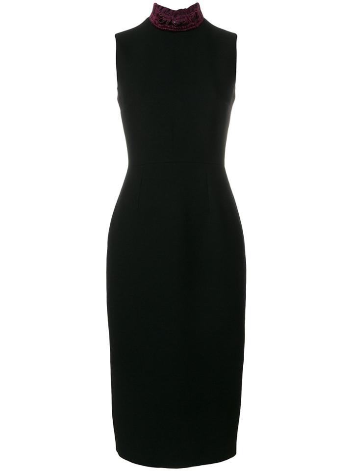 Roksanda Ruffle Neck Midi Dress - Black