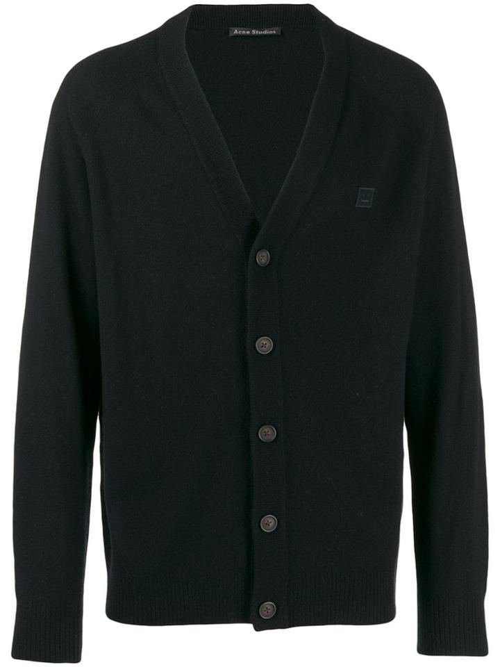 Acne Studios Face Patch V-neck Cardigan - Black