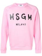Msgm Logo-print Sweatshirt - Pink