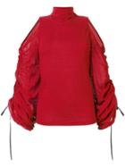 Plein Sud Ruched Ballon Sleeved Blouse - Red