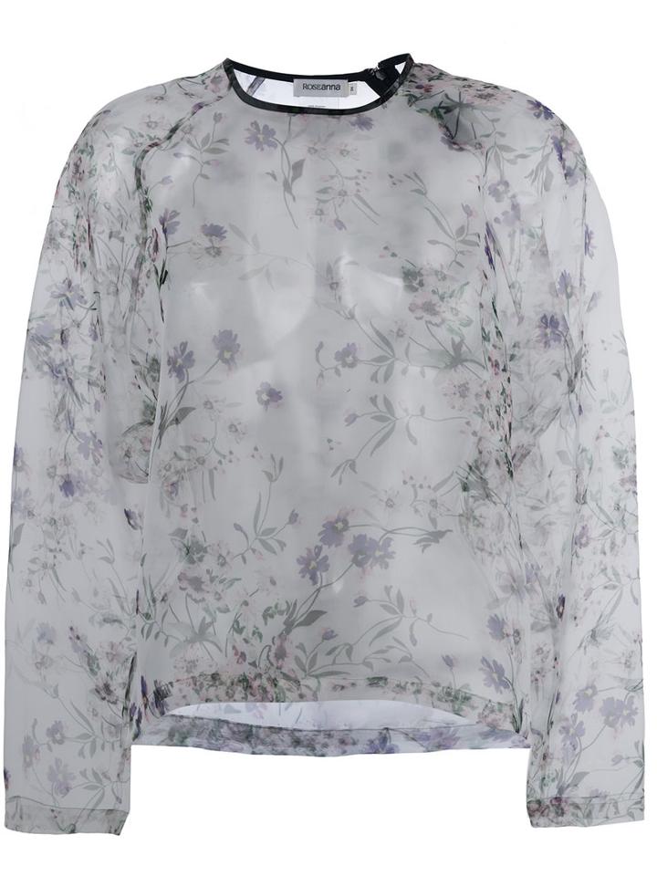 Roseanna Floral Print Sheer Top, Women's, Size: 36, White, Polyester