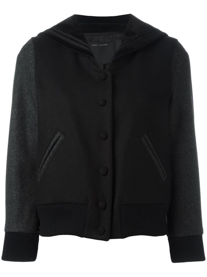 Marc Jacobs Sailor Lapel Varsity Jacket, Women's, Size: 4, Black, Cupro/wool/polyester/cotton