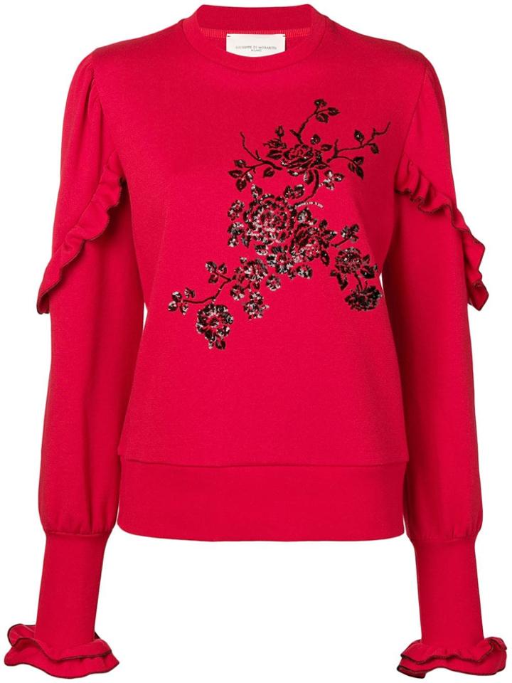 Giuseppe Di Morabito Sequin Floral Sweatshirt - Red