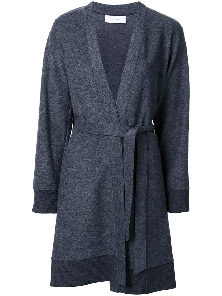 Astraet Belted Single Breasted Coat, Women's, Grey, Acrylic/nylon/polyurethane/wool