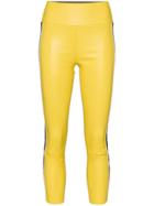 Sprwmn Side-stripe Cropped Leather Trousers - Yellow