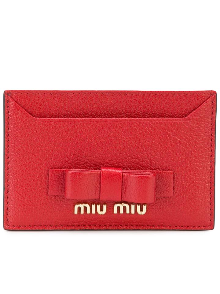 Miu Miu Bow Logo Cardholder - Red