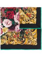 Dolce & Gabbana Silk Floral Scarf - Black