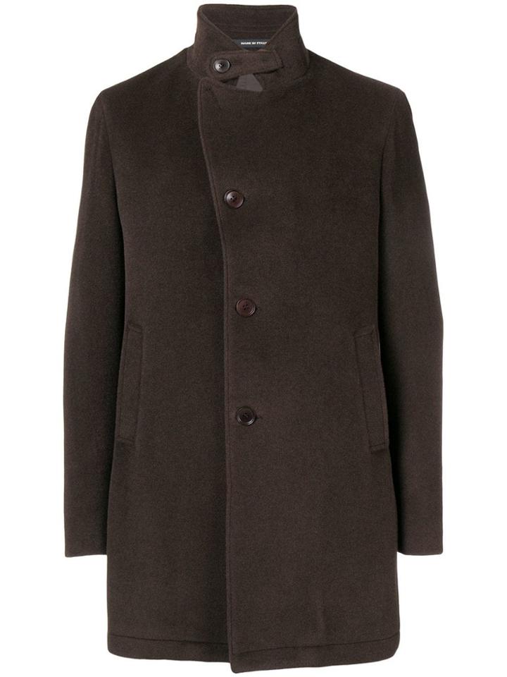 Tagliatore Concealed Front Coat - Brown