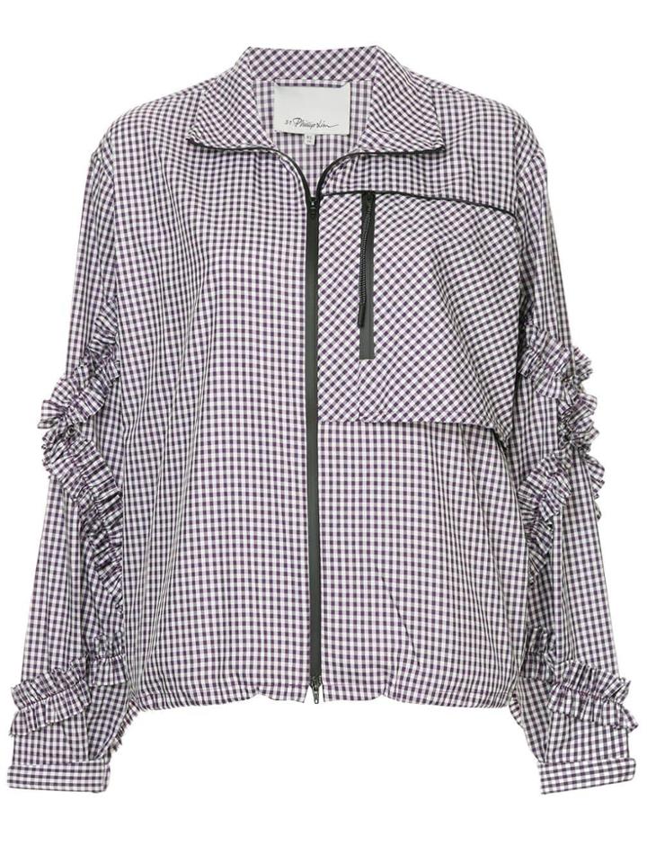 3.1 Phillip Lim Ruffled Gingham Track Jacket - Purple