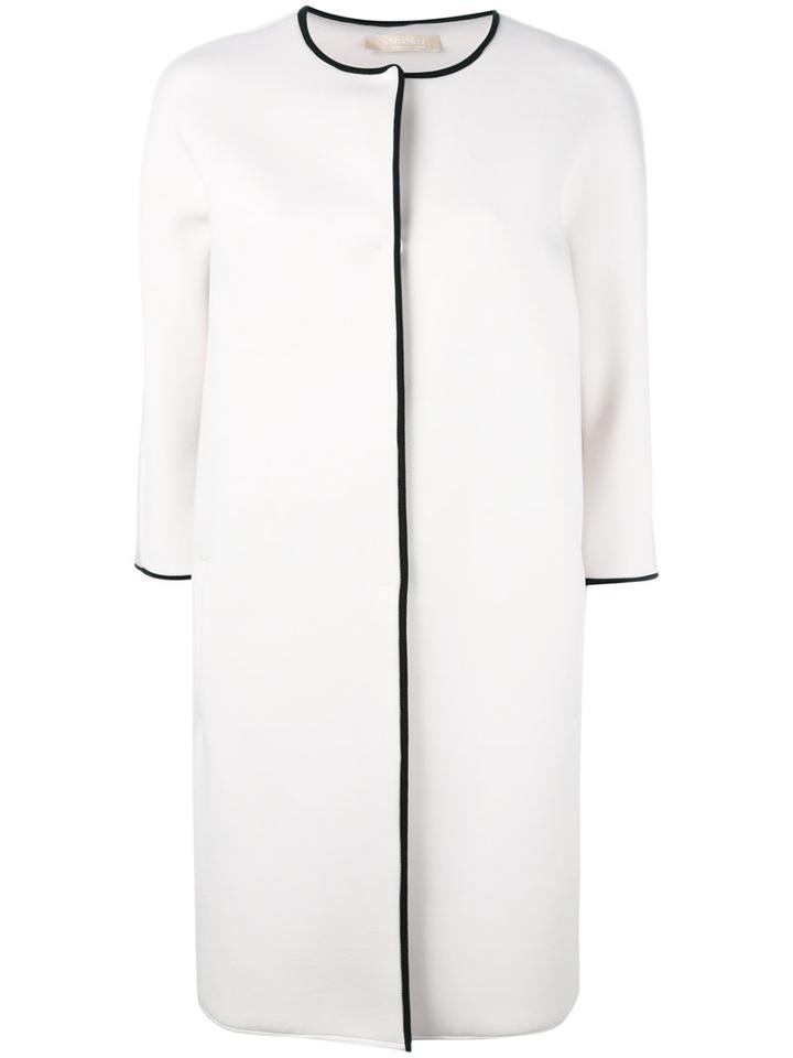 's Max Mara - Contrast Trim Coat - Women - Spandex/elastane/viscose - M, Nude/neutrals, Spandex/elastane/viscose