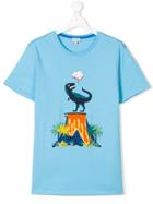 Paul Smith Junior Teen Dinosaur Zip Volcano Print T-shirt - Blue