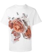 Nicopanda Rose Print T-shirt, Men's, Size: Large, White, Cotton