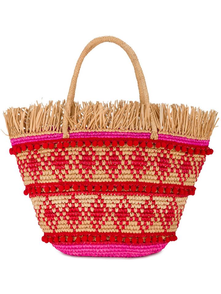 Sensi Studio - Veva Pom Pom Basket Bag - Women - Straw (brown) - One Size, Straw