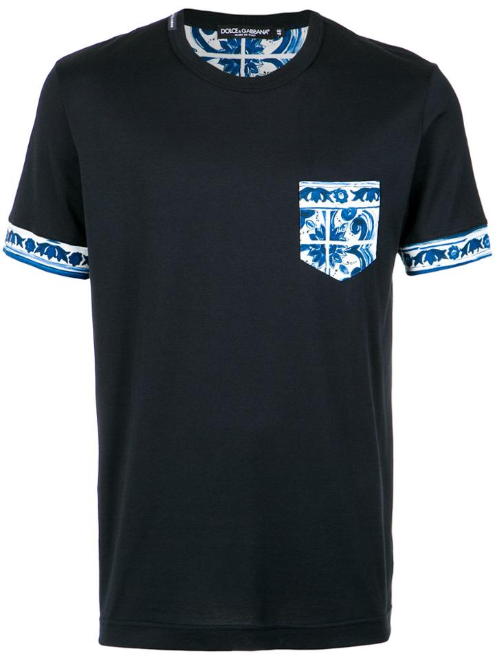 Dolce & Gabbana Majolica Trim T-shirt - Blue