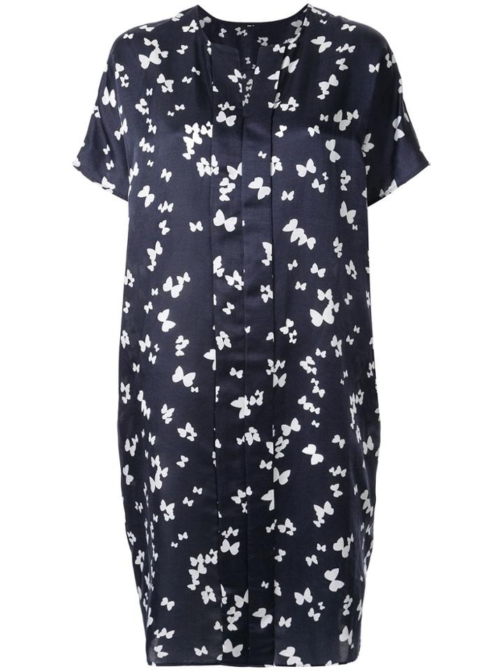 Knott Butterfly Pattern Shift Dress - Blue