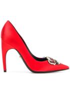 Versace Embellished Crown Pumps - Red