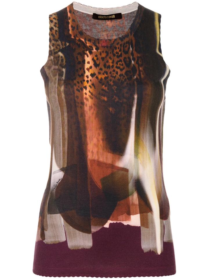 Roberto Cavalli Leopard Print Tank Top - Brown
