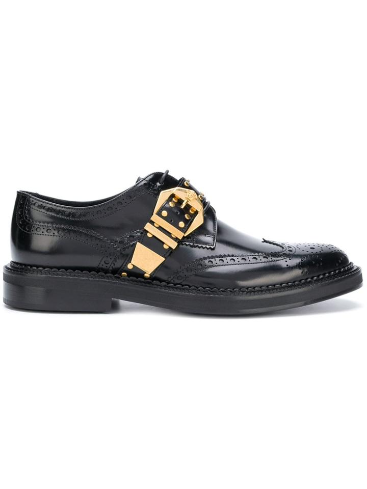 Versace Buckled Oxford Shoes - Black