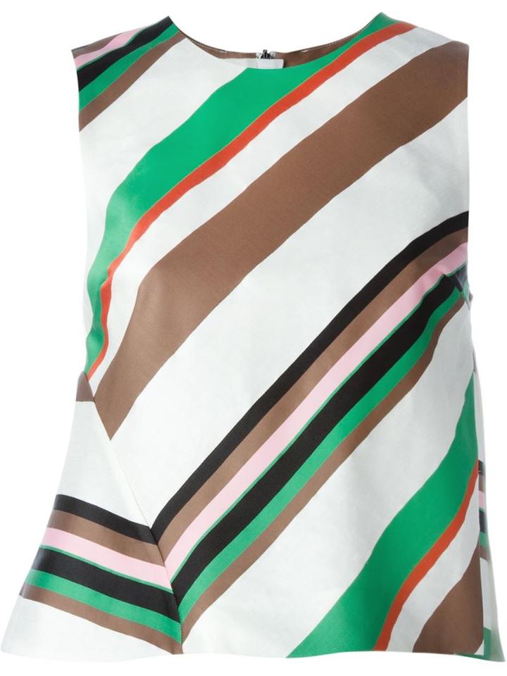Msgm Striped Sleeveless Top, Women's, Size: 42, Silk/linen/flax/polyester