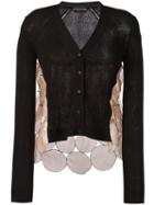 Rochas Silk Panel Cardigan, Women's, Size: 38, Black, Cotton/polyamide/silk