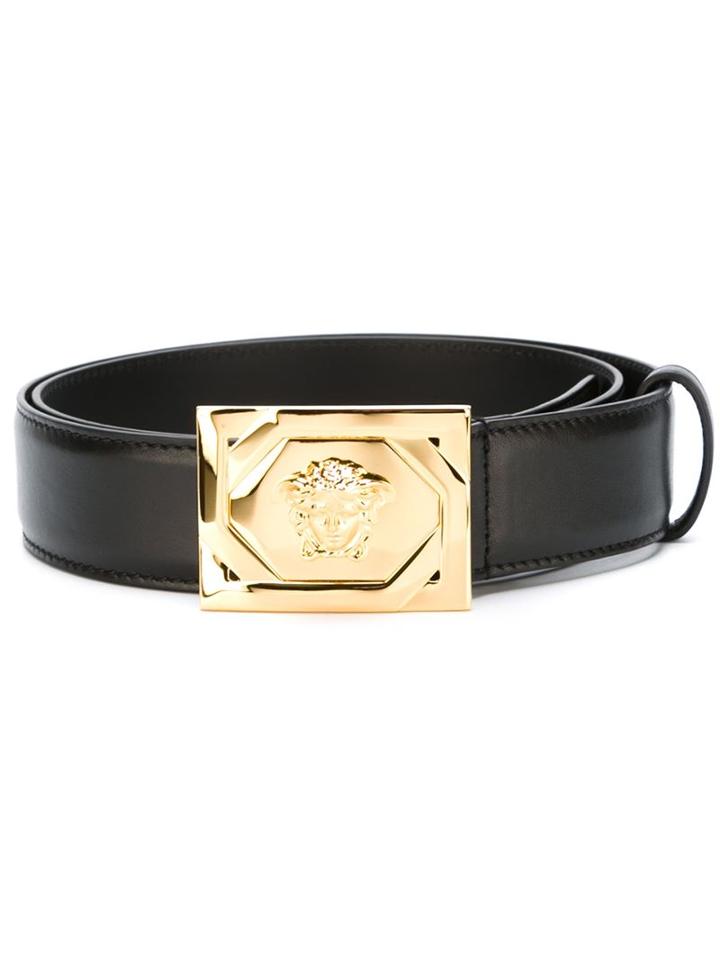 Versace Medusa Belt, Men's, Size: 95, Black, Leather/metal (other)