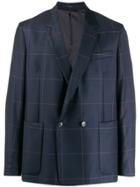 Paul Smith Checked Double-breasted Blazer - Blue