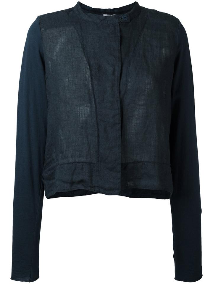 Kristensen Du Nord Semi-sheer Banded Collar Jacket, Women's, Size: 2, Blue, Cotton/linen/flax