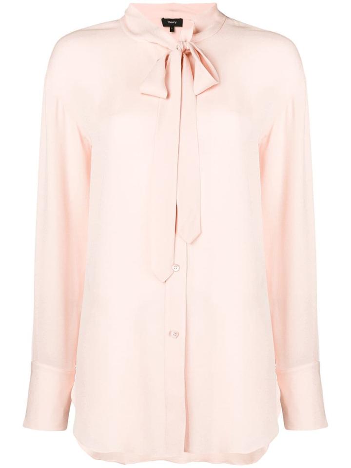 Theory Long-sleeve Fitted Blouse - Pink & Purple