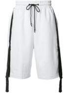 Y-3 Knee-length Shorts, Men's, Size: Large, White, Cotton/polyester