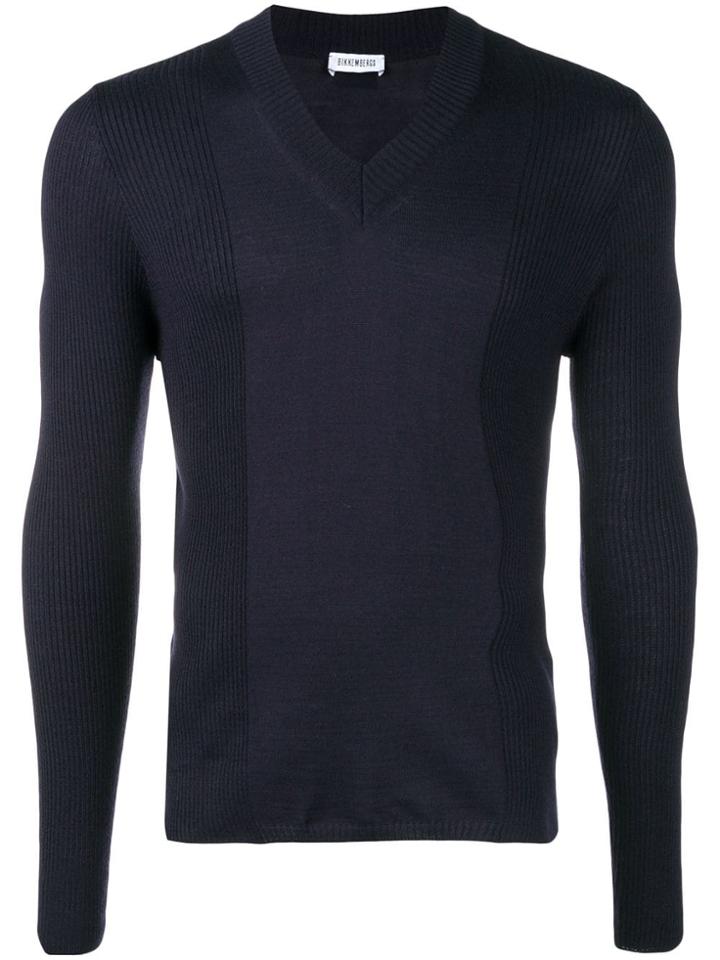 Dirk Bikkembergs Panelled Rib V-neck Sweater - Blue