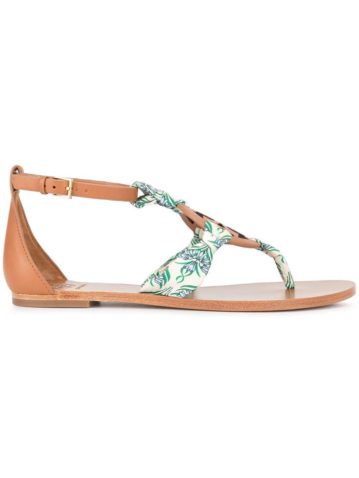 Tory Burch Miller Scarf Sandals - Brown