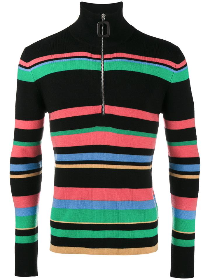 Jw Anderson Striped Merino Zip Turtleneck - Multicolour