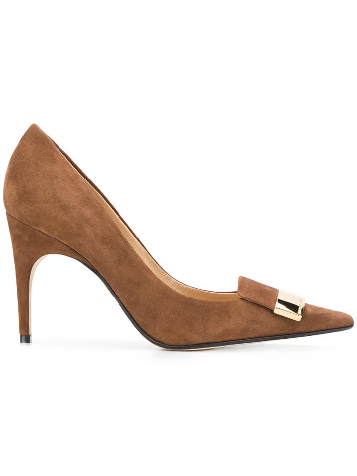 Sergio Rossi Plaque Detail Pumps - Brown