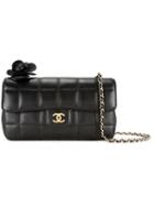 Chanel Vintage Quilted Cc Logo Camellia Chain Shoulder Bag, Women's, Black