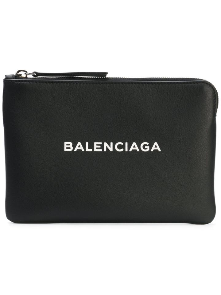 Balenciaga Logo Clutch Bag - Black