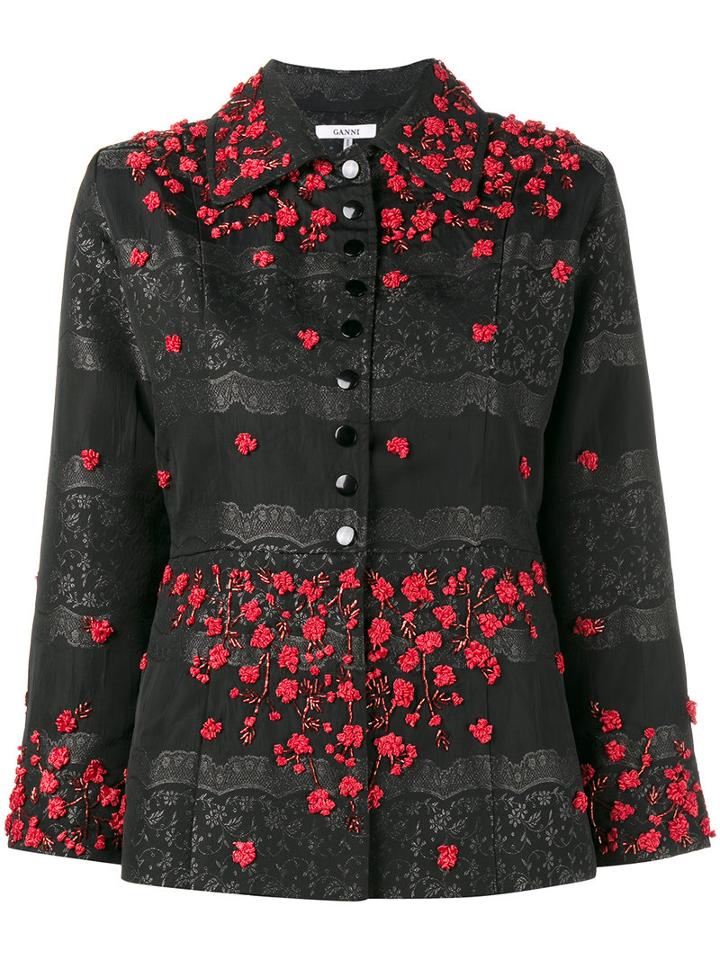 Ganni Auburn Jacquard Jacket, Women's, Size: 40, Black, Rayon/lurex/polyamide/polyester