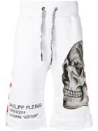 Philipp Plein Skull Print Shorts - White