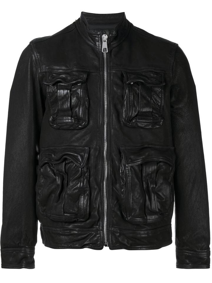 Neil Barrett Four Patch Pocket Leather Biker Jacket